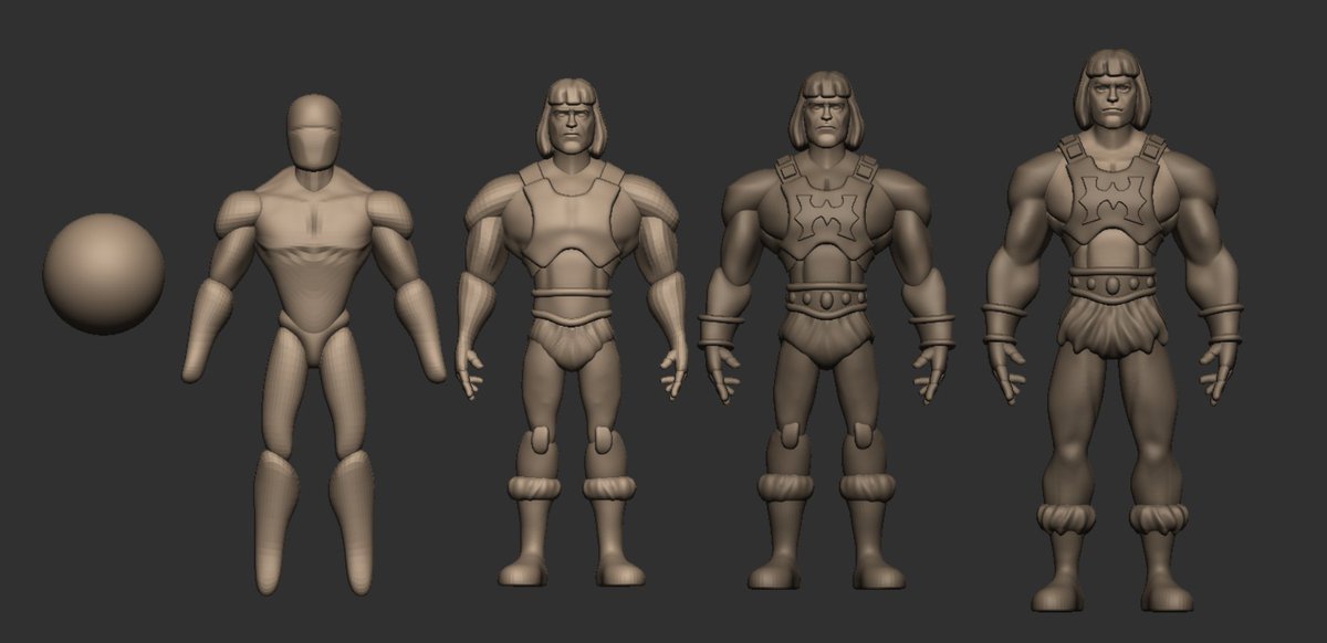 It all started from a sphere :)

Stylized MOTU dude :)

Progress from last night's stream + some additional work this morning. Still needs a lot of work tho...

#zbrush #3DPrinting #TwitchStreamers