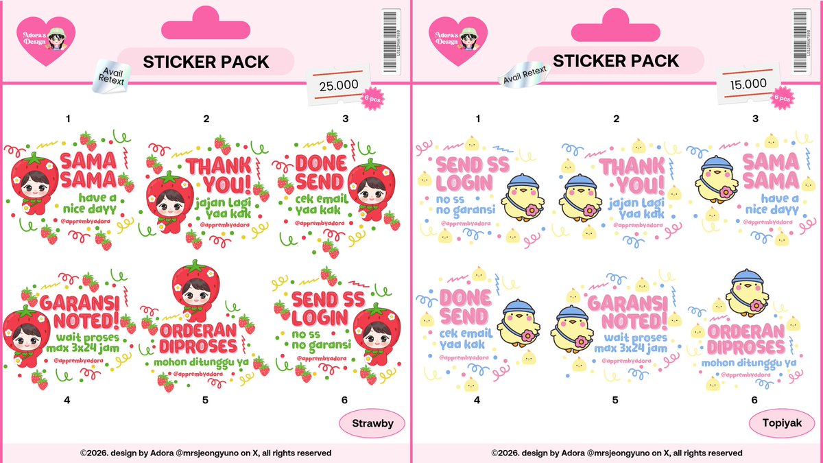 mrsjeongyuno's tweet image. help rt thankyouu♡ 

halooO guyss ada ready stock sticker wa nih yuk dipilih&amp;gt;&amp;lt;
🍥price start 10k
🧁get 6 pcs

stiker pack rs tele wm ba profneeds #zonauang