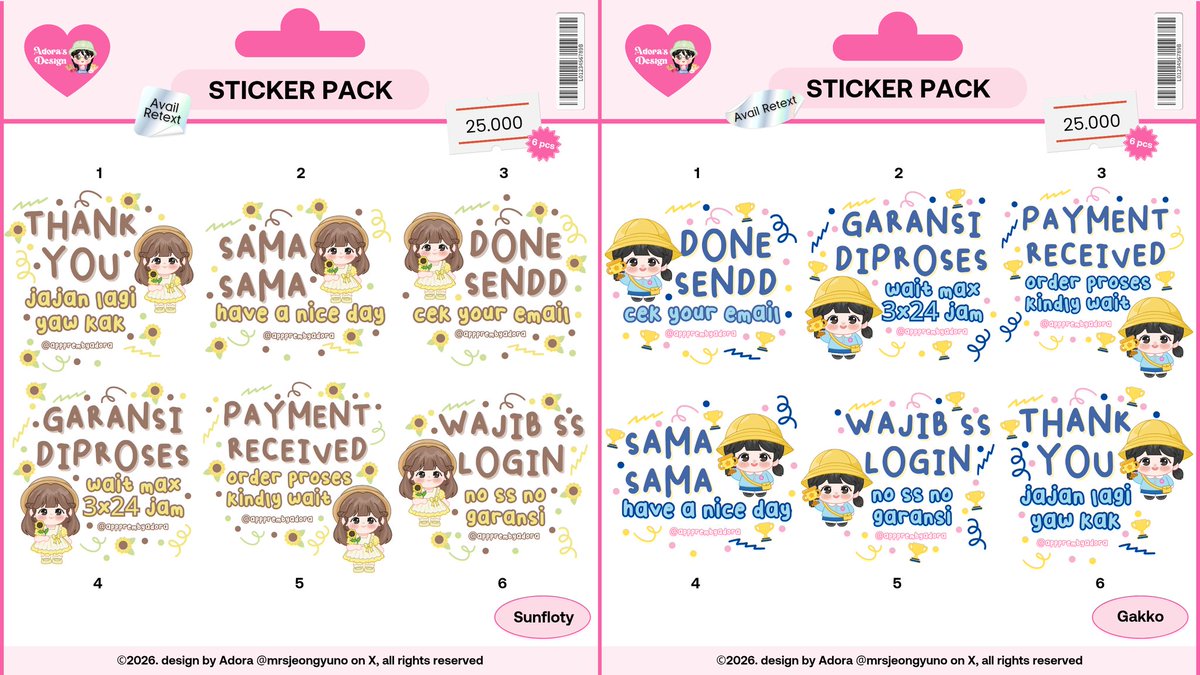 mrsjeongyuno's tweet image. help rt thankyouu♡ 

halooO guyss ada ready stock sticker wa nih yuk dipilih&amp;gt;&amp;lt;
🍥price start 10k
🧁get 6 pcs

stiker pack rs tele wm ba profneeds #zonauang