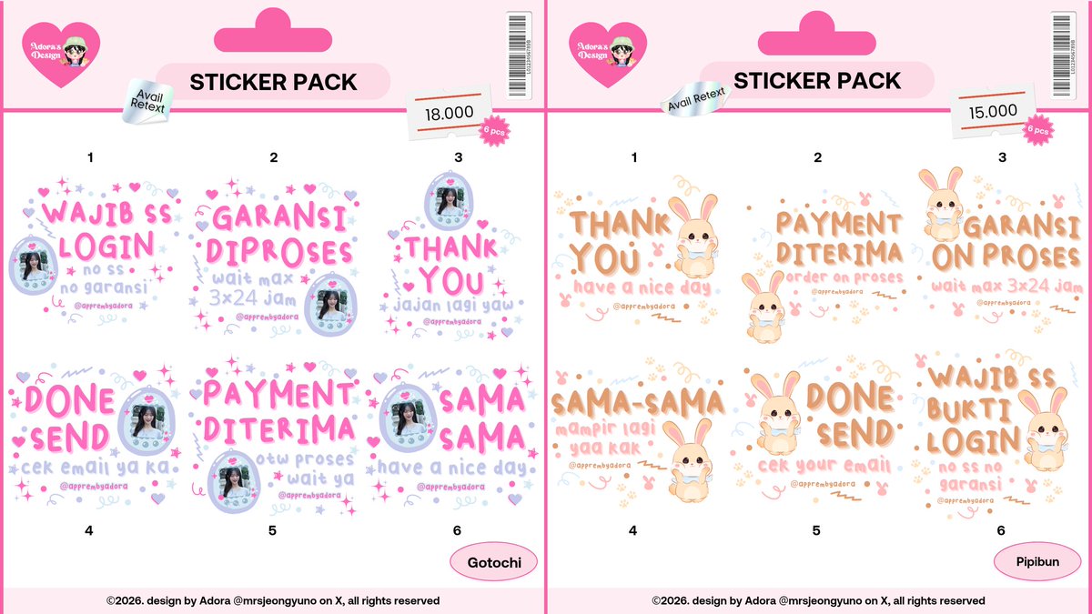 mrsjeongyuno's tweet image. help rt thankyouu♡ 

halooO guyss ada ready stock sticker wa nih yuk dipilih&amp;gt;&amp;lt;
🍥price start 10k
🧁get 6 pcs

stiker pack rs tele wm ba profneeds #zonauang