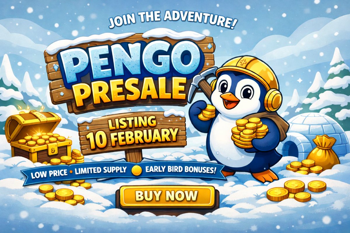 The adventure starts now! 

$PENGO Presale is OPEN 
📅 Listing 10 February
Buy now : getpengo.fun

Comment your $SOL addres first 💯
Get 700,000 $PENGO
Like &amp; Retweet
Secure your spot today 👇
#PENGO #PresaleCrypto #Web3 #Solana