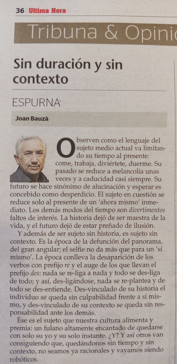 Sin duración y sin contexto, de Bauzá. INTERESANTE.