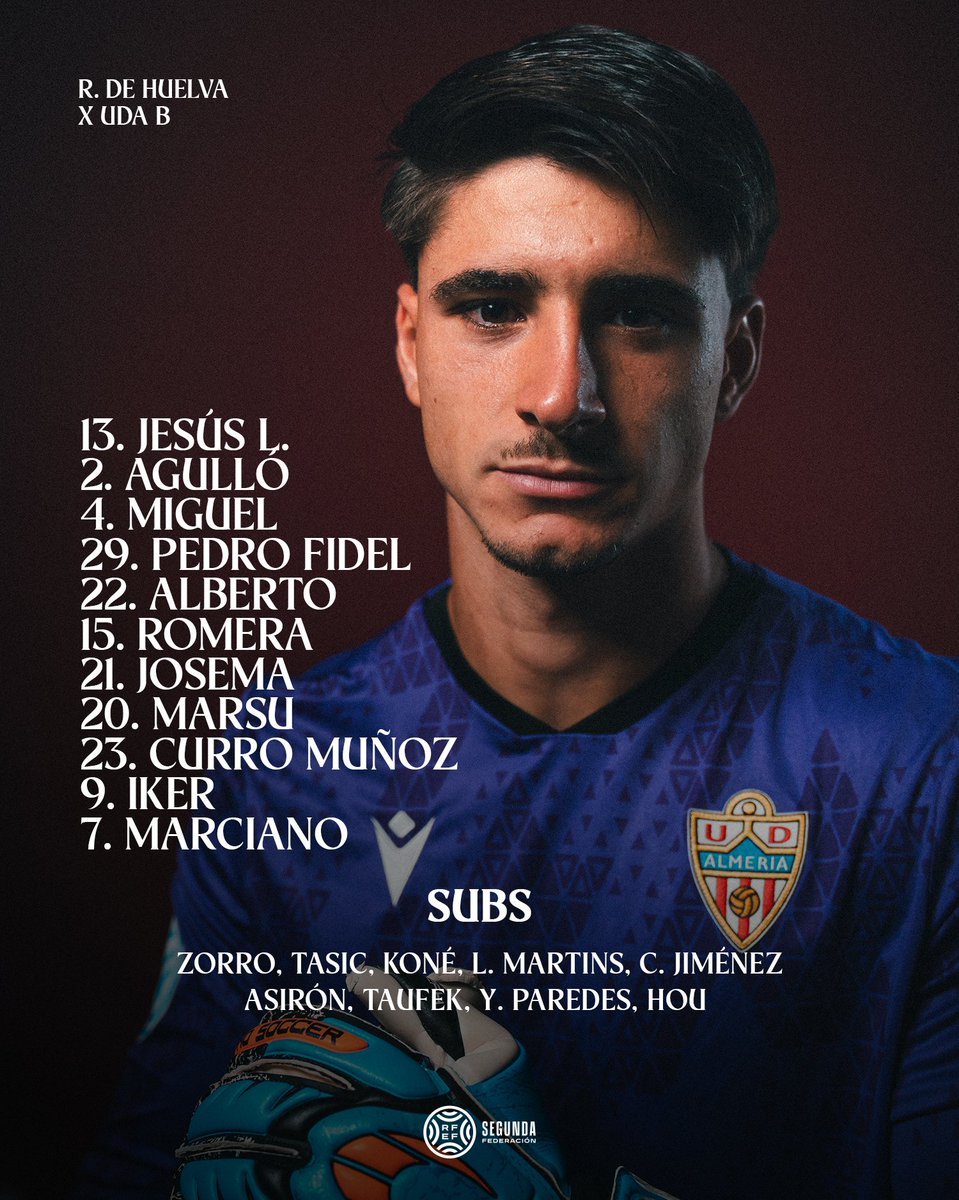 AcademiaUDA's tweet photo. ⚔️ Este es el once inicial del #UDAB en el Nuevo Colombino.

#VamosAlmería 🔴⚪ https://t.co/KYm7ziWRqH