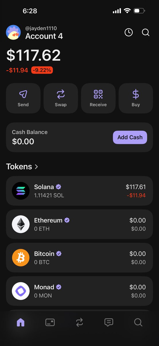 syncxylol's tweet image. Trading since September 2025, I’ve lost and lost with only hints of green. Every time I zero out I top up 0.1s or 0.2s and even then proceed to lose it all. I’m tired of losing and I’m ready to start seeing green.
Starting with 1 sol now and hope to get better.