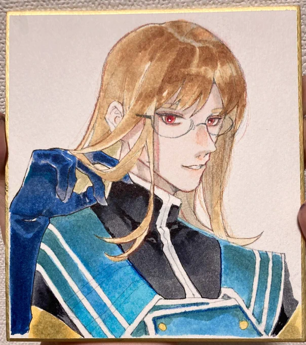 色紙描いたぽい また軍服のデザインをミスってしまったので薄目で見てほしい