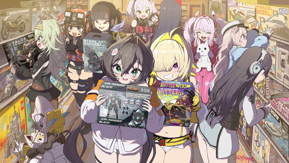 syope's tweet image. ニケたちとおもちゃ屋さんにGO！
みなさんは、どんなおもちゃが欲しいと思うでしょうか…
#NIKKE  #ニケ #メガニケ #NIKKEfanart #NIKKEHappyHolidays