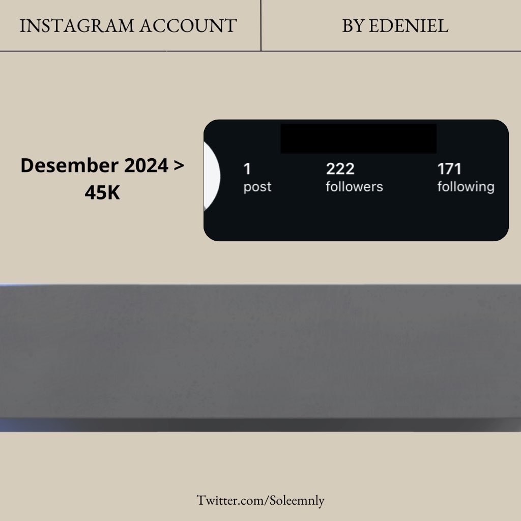 Wts want to sell acc akun inst agram ig

✏️ followers moots indo 
✏️ create tahun lama 2024 no logo new
✏️ cocok untuk akun pribadi, RP, BA olshop 

💰di foto. DM ke <a href="/Soleemnly/">Eden.</a> #zonauang 10