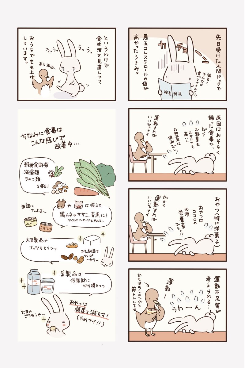 usami_kamo's tweet photo. 人間ドック、悪玉コレステロールがやばかった〜

#健康管理 #人間ドック #漫画 https://t.co/nGhdCsVrWJ
