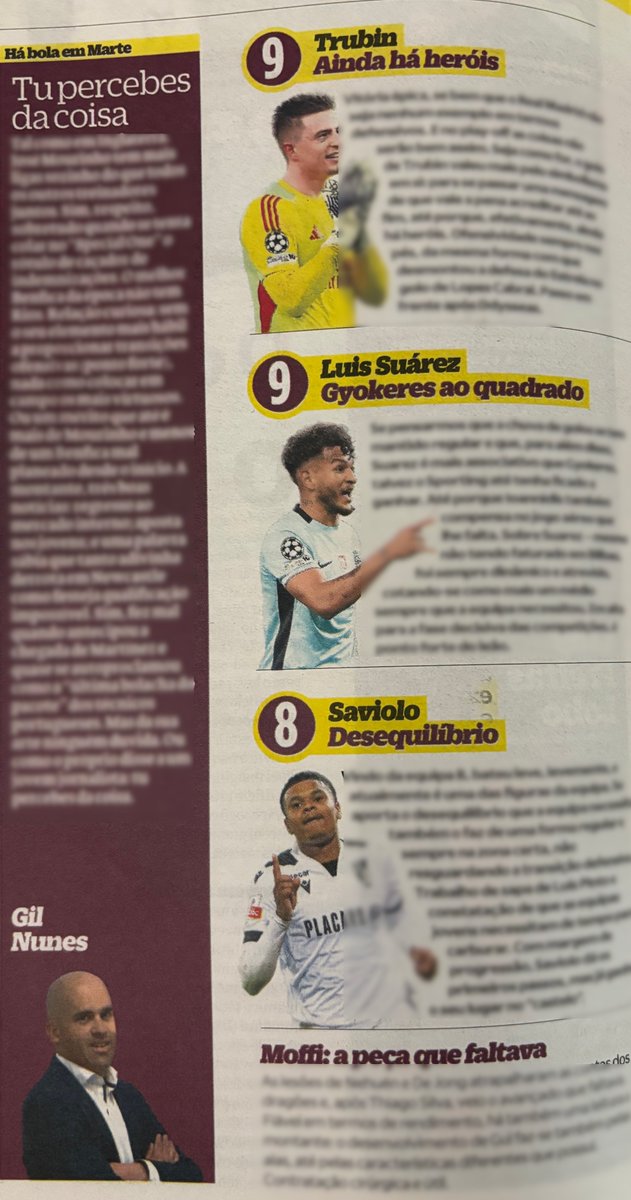 Análise Desportiva Semanal <a href="/ojogo/">O Jogo</a> 

ojogo.pt/autor/gil-nunes