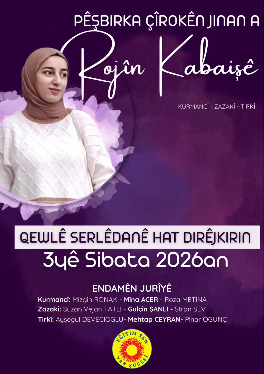 EgitimSenVan's tweet image. Ji ser daxwazan, qewlê dawî ya serîlêdana Pêşbirka Çîrokên Jinan a Rojin Kabaişê hatiye dirêjkirin. Hûn dikarin çîrokên xwe heta 3ê Sibata 2026an bişînin. Kesên ku belgeyên wan kêm in jî dikarin heta vê dîrokê wan temam bikin û bişînin.