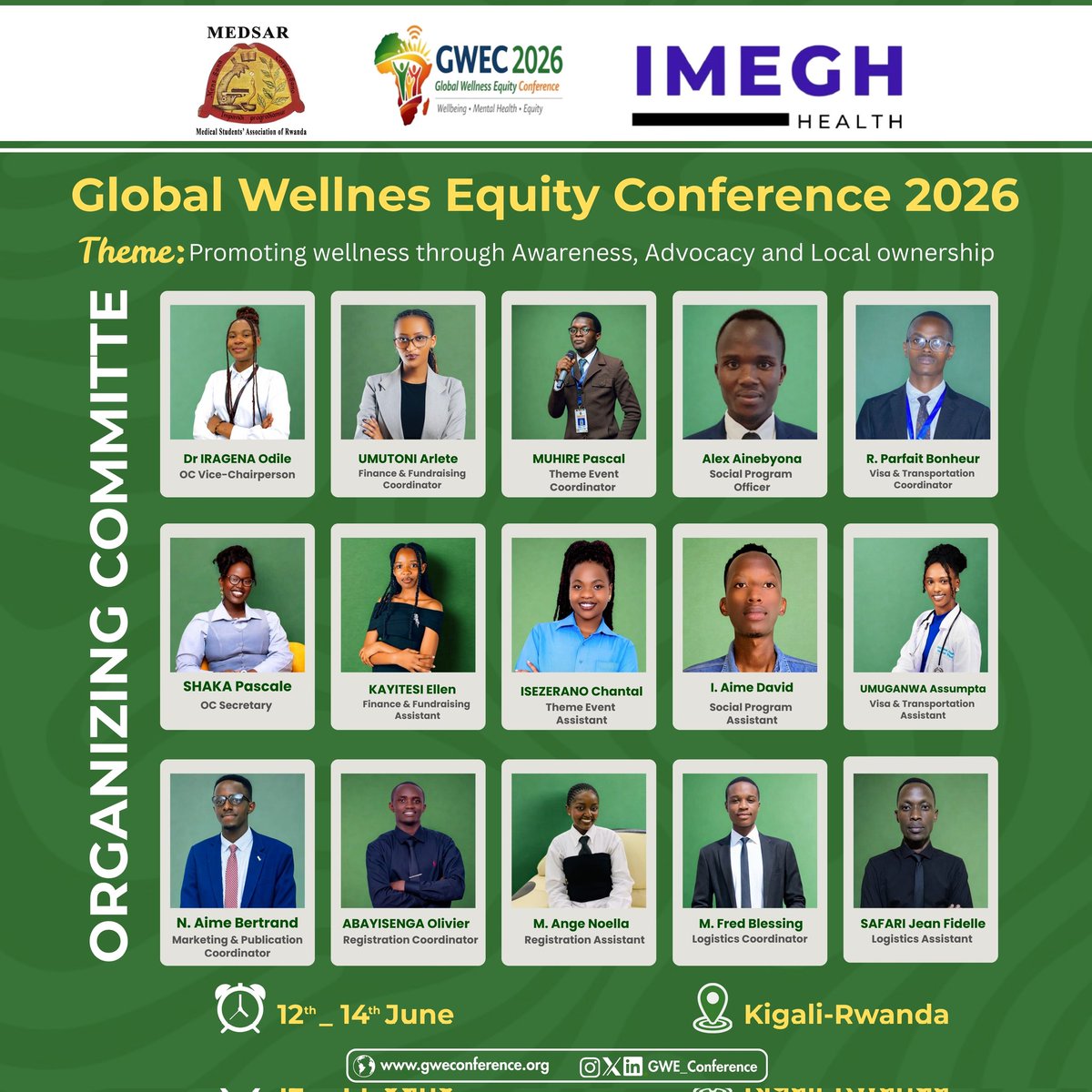 GWE_Conference's tweet photo. Meet the Organizing Committee ✨ of the Global Wellness Equity Conference 2026!

This dedicated team of leaders and changemakers is committed to delivering a world-class conference centered on our theme: Promoting wellness through Awareness, Advocacy, and Local Ownership.
 United by purpose and driven by impact, they are working behind the scenes to create a powerful platform for collaboration, equity, and lasting change.

Stay tuned as we move closer to an inspiring and transformative global gathering.

#GWEC2026