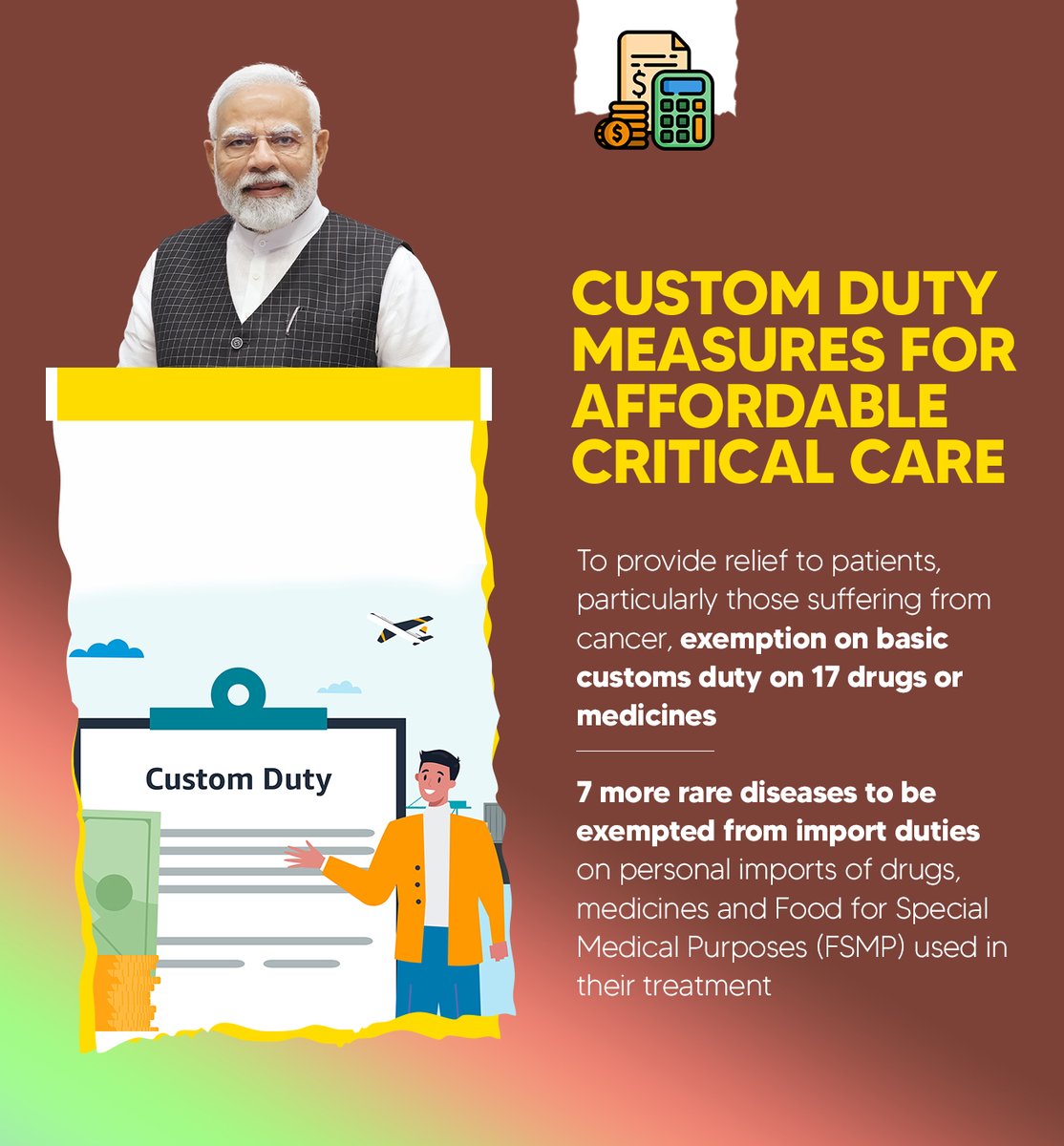 Exemptions on basic custom duty on 17 drugs or medicines. Imports for seven more rare diseases exempted from duties. 

Under the leadership of Hon PM Narendra Modi Ji, the Union Budget has taken a compassionate stride toward affordable healthcare. With the support of Hon Union FM