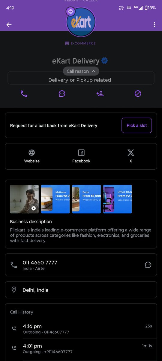 Axayhere's tweet photo. This is the limit of unprofessionalism! My order (OD436591285305686100) is 'Out for Delivery' since morning, but the delivery agent is intentionally disconnecting my calls.
​Is Flipkart planning to mark this as 'Customer Not Reachable' to forcefully cancel my order? 
1/3 https://t.co/M2ACmIyK99