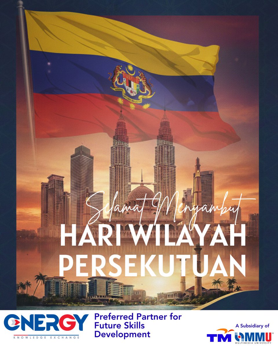 cnergy_mmu's tweet photo. Selamat Menyambut Hari Wilayah Persekutuan 2026

CNERGY wishes everyone in Kuala Lumpur, Putrajaya and Labuan a joyful celebration. May our Federal Territories continue to grow as vibrant centres of talent, innovation and opportunity for all. https://t.co/yuAqDoLbJ9