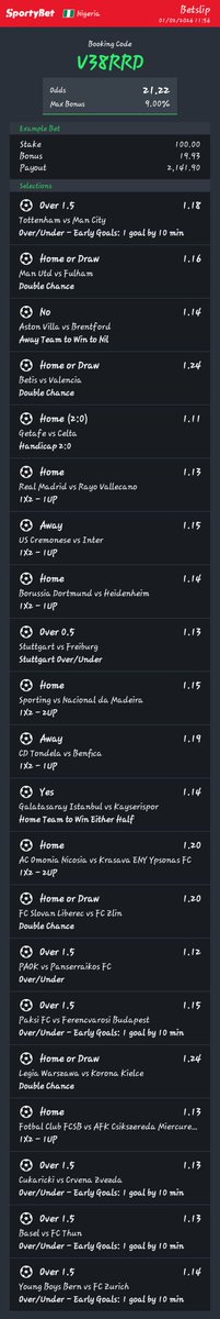 V38RRD
20 odds
Green Season sportybet.com/ng/?shareCode=…