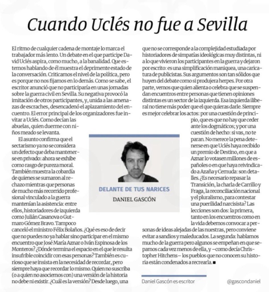 “El sectarismo ya no se considera un defecto que deba mantenerse en privado: ahora se exhibe como rasgo de pureza moral.”
<a href="/gascondaniel/">Daniel Gascón</a> en <a href="/el_Periodico/">elPeriódico</a>