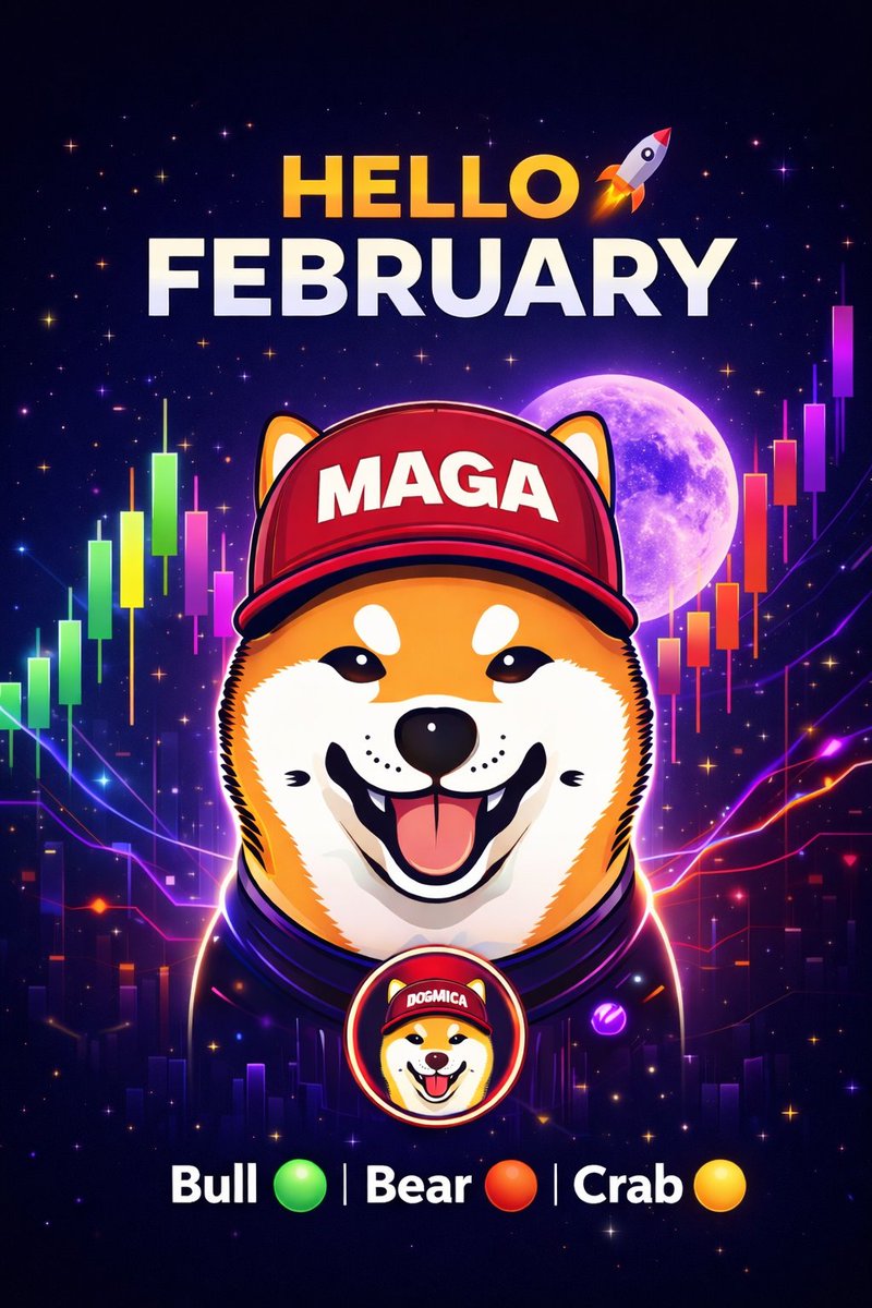 🧢🐶 Hello February!
New month. New candles. New opportunities.

What’s your market mood for February? 👇
🟢 Bullish
🔴 Bearish
🟡 Crab

Drop your emoji and let DogWithCap know 🚀
#DogWithCap #February #Bitcoin #Altcoins