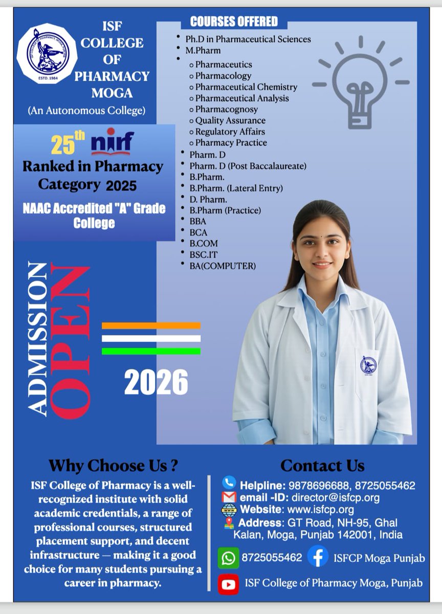 ISF College of Pharmacy Moga Punjab India tweet media