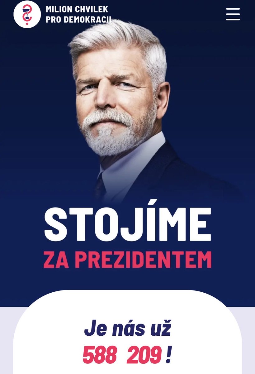 Při běžné frontě (0,75 m / osoba)
•588 209 × 0,75 m = 441 156,75 m
•= 441 km

Za prezidentem stojí aktuálně takový zástup lidí, který by stál na silnici z Prahy do německého Heilbronnu. ❤️
