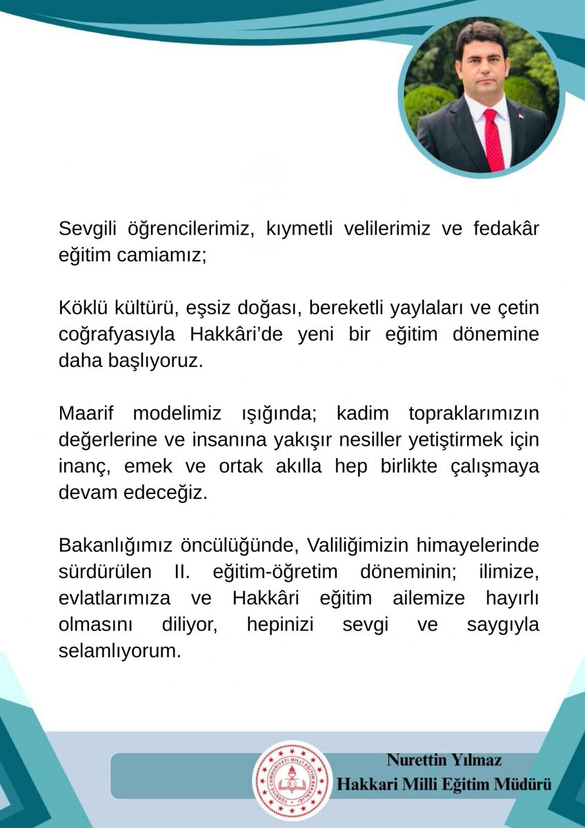 Hakkari İl Milli Eğitim Müdürlüğü tweet media