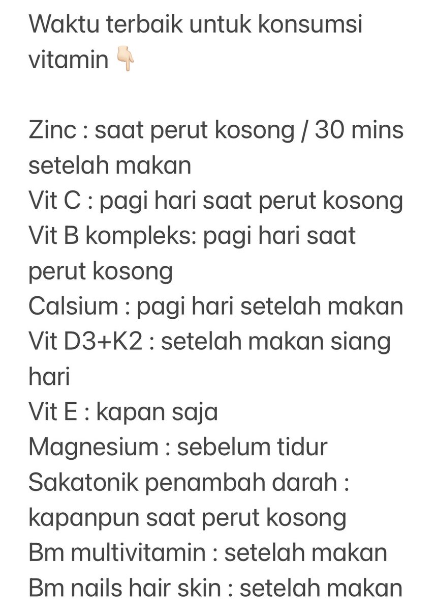 Semua varian IPI bisa beli disini👇🏻
s.shopee.co.id/AUnyi3UAuC

Disclaimer❗️
Konsumsi vitamin disesuaikan kebutuhan masing2 setiap orang, lebih baik medical check up terlebih dahulu untuk cek sedang kekurangan vitamin apa.

When to take the vitamins👇🏻