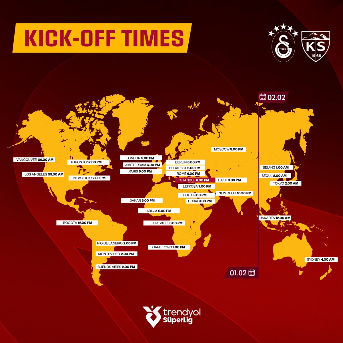 Kick-off times across the globe for #GSKYS ⌚️