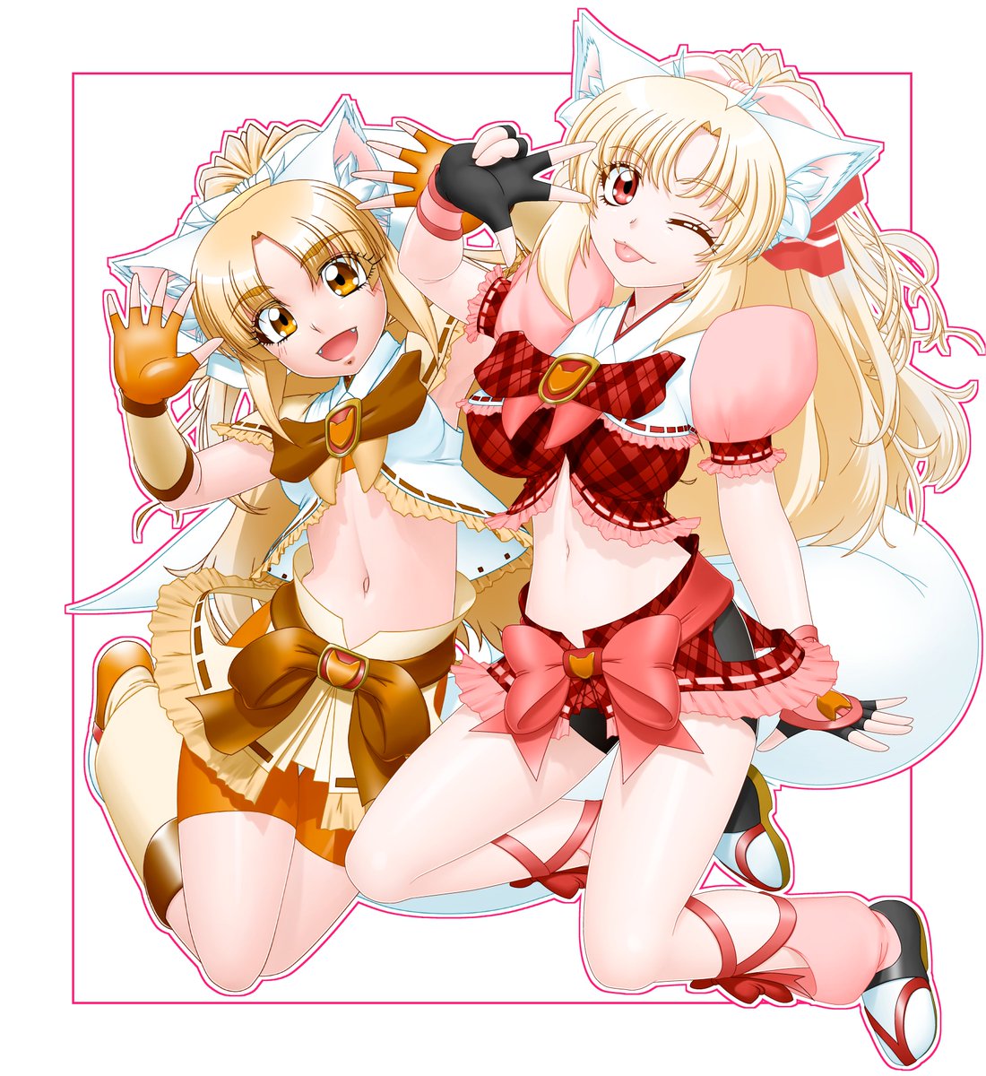 #女の子二人のイラストを貼る見た人もやる 