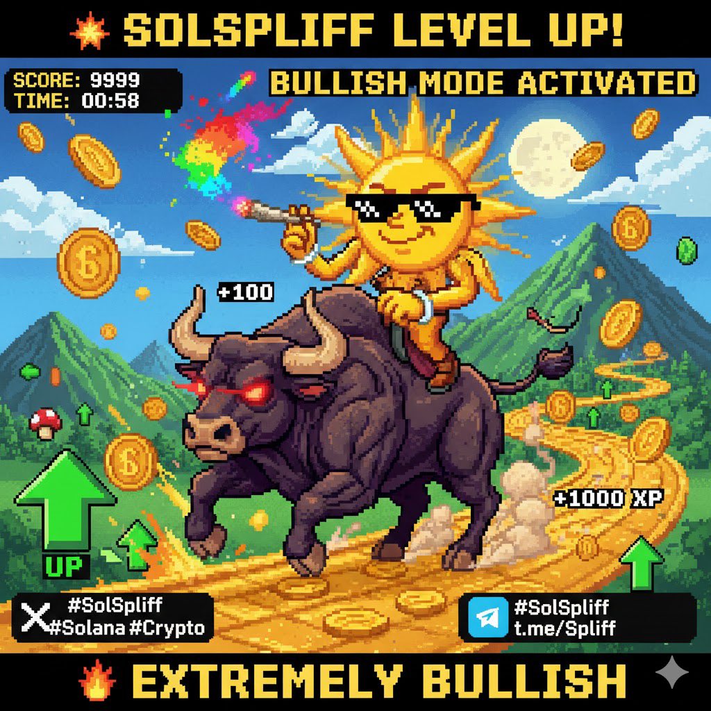 Chaoswak's tweet photo. 🌞 The sun has entered BULLISH MODE.
The bull is charging.
And $SOLSPLIFF is just getting started 💨🐂
This is what happens when memes meet momentum 🚀
Follow the official X:
👉 @SolSpliff
Join the community:
👉 https://t.co/Ias6UrGwwq
#SolSpliff #Bullish #Solana #Crypto #MemeCoin #Altseason