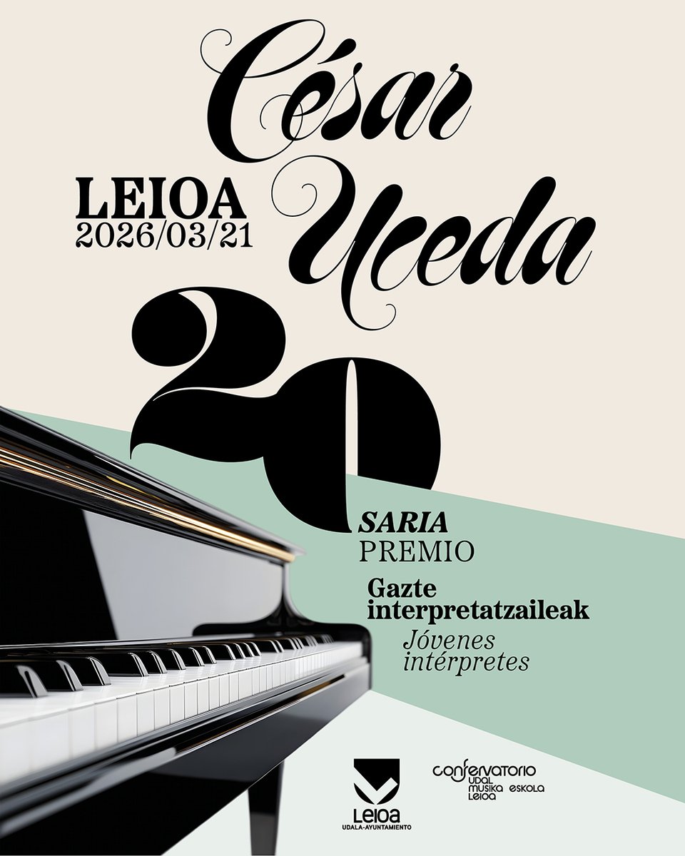 premiocesaruced's tweet photo. ¿Eres joven intérprete y quieres demostrar tu talento? 🎹🎻 Ya puedes inscribirte en el XX Premio César Uceda.

✅ Hasta 20 años (25 para Canto). ✅ Pruebas el 21 de marzo en Leioa. ⏳ ¡Tienes hasta el 7 de febrero!

No pierdas la oportunidad: https://t.co/3F6ahC9Mh0 https://t.co/imwRc8myqz