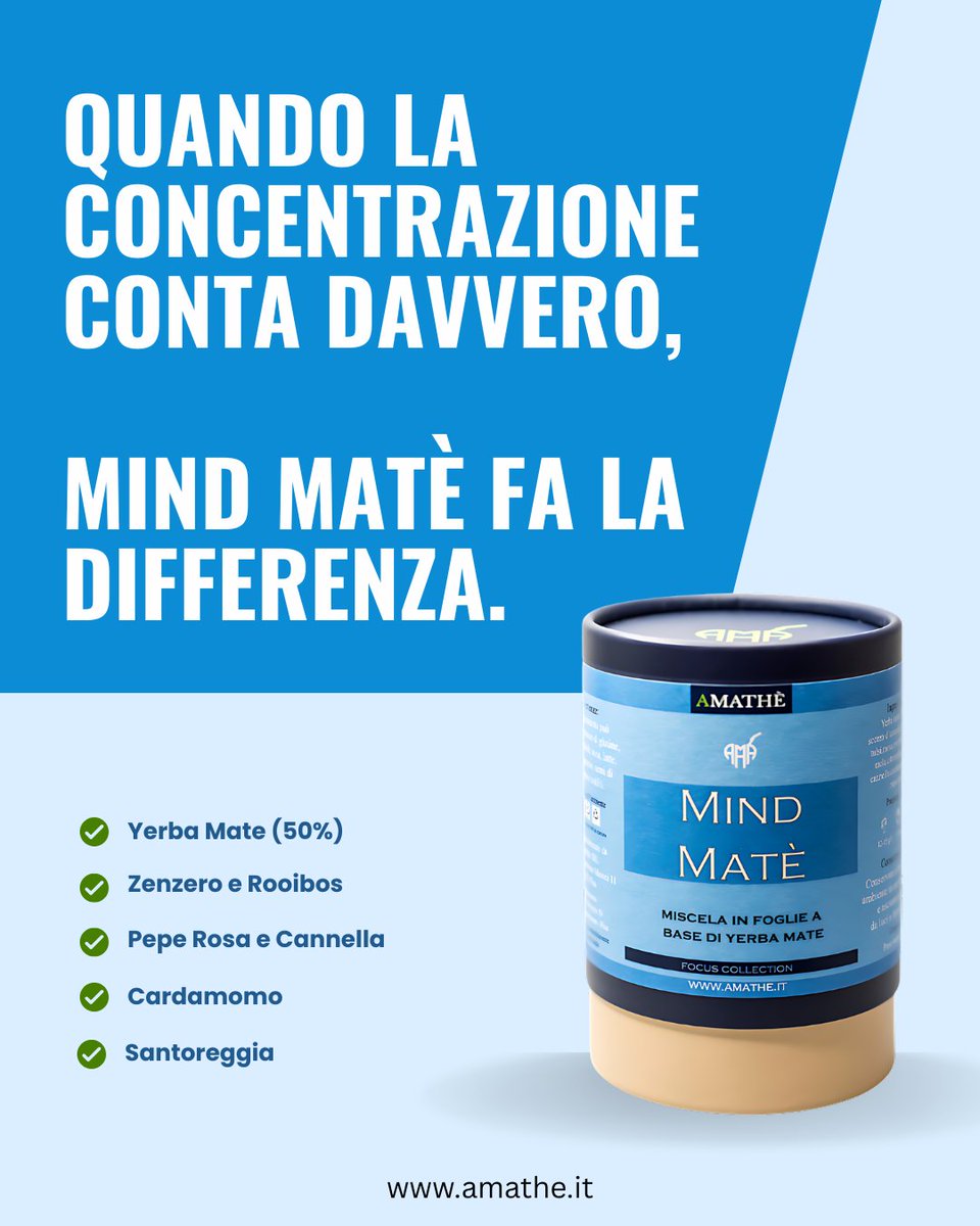 Mind Matè : quando la concentrazione conta davvero hai bisogno di energia naturale e intelligente.
Niente picchi, niente cali, niente crash. Yerba Mate
#amathe #infusifunzionali #bevibenevivimeglio