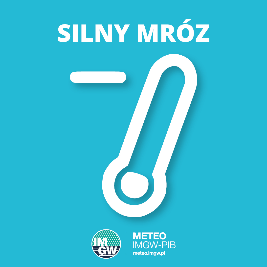 IMGWmeteo's tweet photo. ⚠️UWAGA⚠️
‼️AKTUALIZACJA OSTRZEŻEŃ METEOROLOGICZNYCH #IMGW ‼️
🟡Silny mróz stopień: 1
Uwagi: Powiększenie obszaru występowania ostrzeżenia 
Ważne:
Od: 2026-02-01 22:00
Do: 2026-02-02 10:00

Prognoza pogody i aktualne ostrzeżenia:
https://t.co/16QmSAFVB6
#ostrzeżenia #mróz #zima https://t.co/TDvkJ79HsD