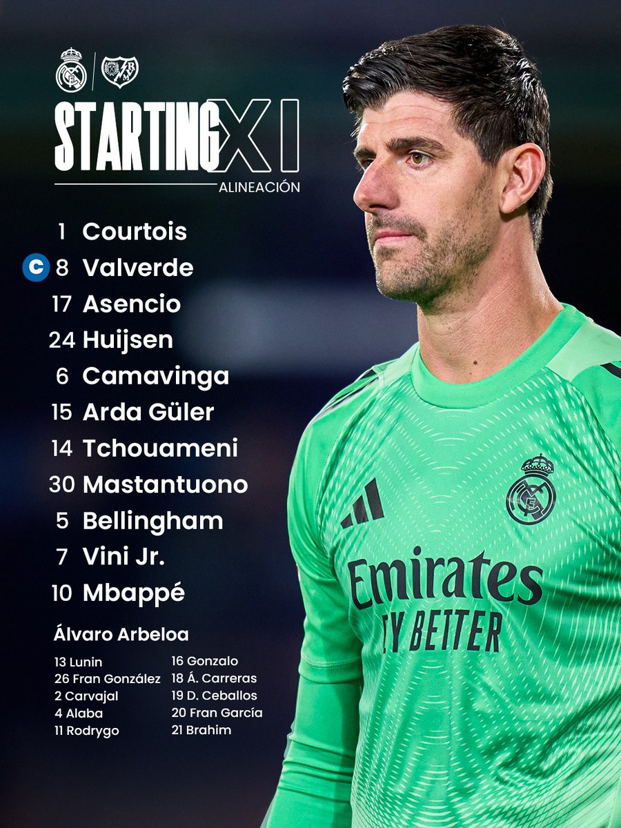 realmadriden's tweet image. 📋✅ Our starting XI!
🆚 @RayoVallecano