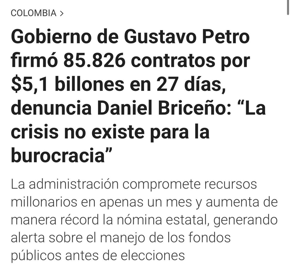 Si usted fue educado por padres presentes, que le enseñaron que la corrupción está mal, que robar está mal, entonces usted DEBERÍA indignarse con esta noticia. 

Petro acaba de garantizar 85.000 votos para la lista cerrada del Pacto Histórico, con fondos del estado