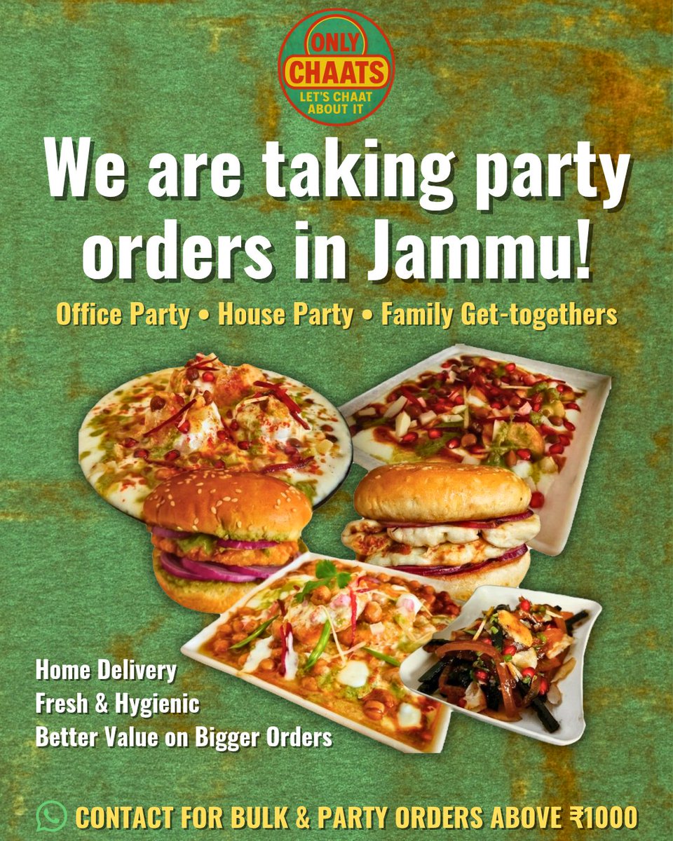 onlychaats's tweet photo. 🎉Party plans starts from ₹1000 at better prices! 
DM or call 7780956163 for more details.

#Jammu https://t.co/p2RbnvK7sA