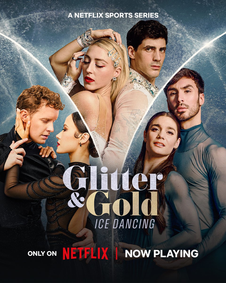 netflix's tweet image. GLITTER &amp;amp; GOLD: ICE DANCING is now on Netflix. Follow three of the world’s best ice dance teams on the road to the 2026 Winter Olympics in Milano Cortina: 

🇺🇸 Madison Chock and Evan Bates
🇨🇦 Piper Gilles and Paul Poirier
🇫🇷 Guillaume Cizeron and Laurence Fournier Beaudry