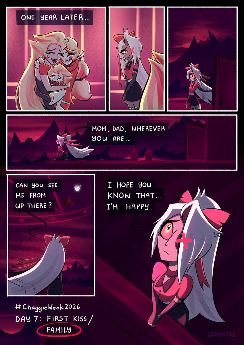 #ChaggieWeek2026 #chaggie
Day 7: First Kiss / Family

Do Exorcists have parents? Are they created fully-formed, or do they go through childhood? And if so, who raises them? Will we ever find out?