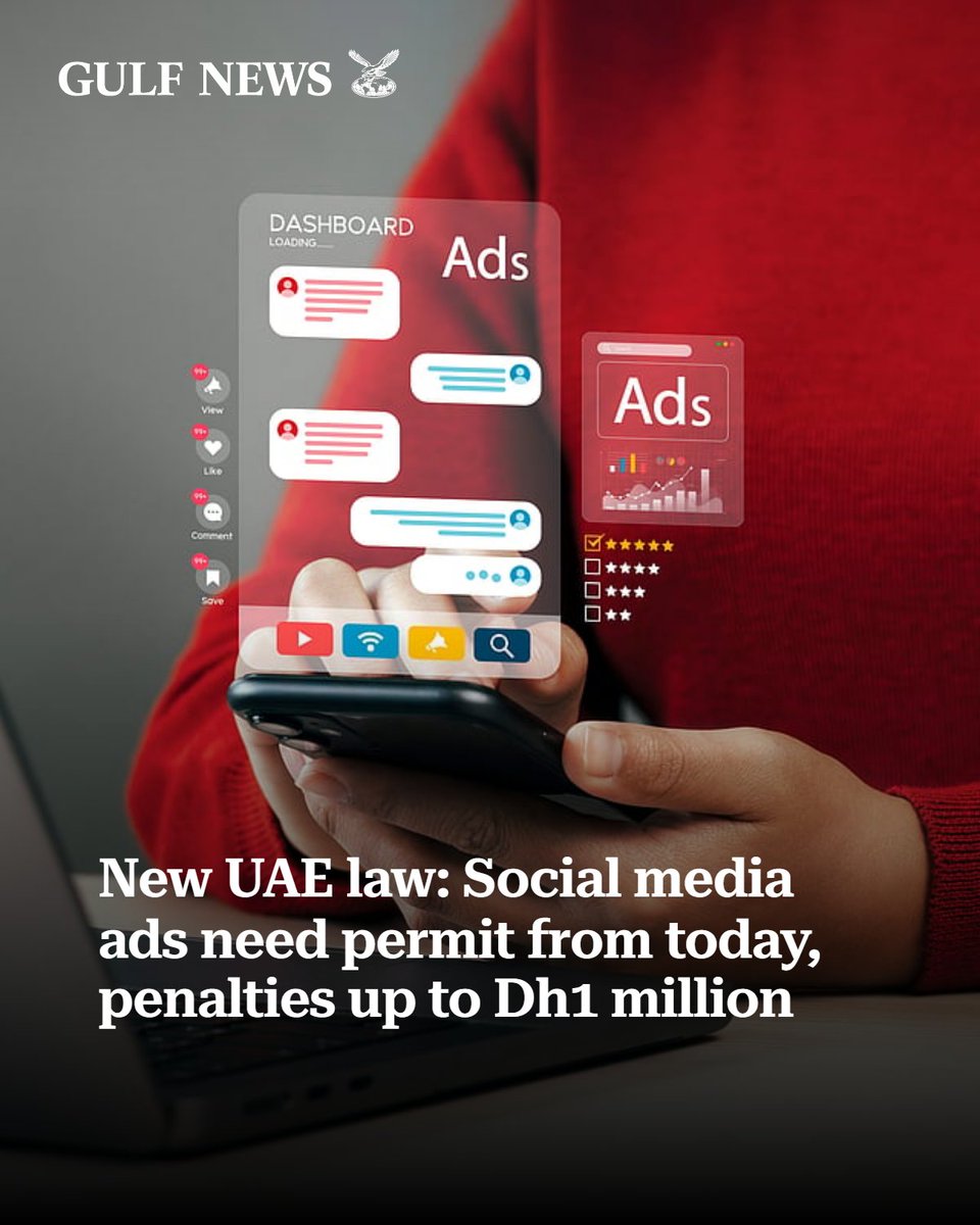 Starting February 1, 2026, all advertisers and content creators in the UAE must secure an Advertiser Permit for social media promotions.Non-compliance could result in fines and legal penalties. https://t.co/FoPx9BnwoB