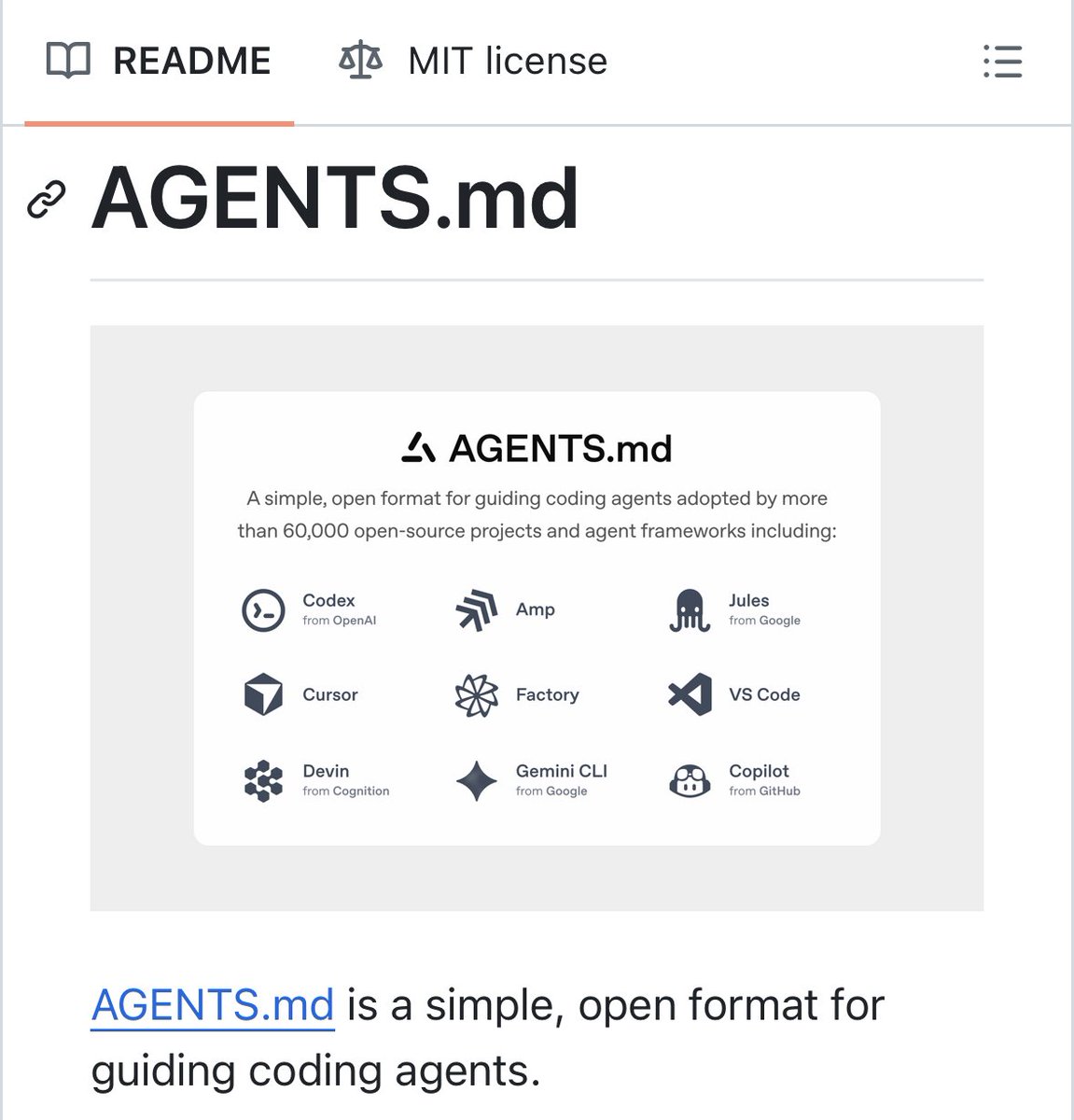 The open-source format for guiding any coding agent consistently