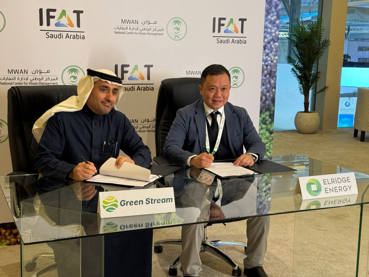 GreenStreamSA's tweet photo. يسرّنا الإعلان عن توقيع مذكرة تفاهم بين Green Stream LLC وElridge Energy Holdings Berhad لتطوير حلول مستدامة في الكتلة الحيوية والطاقة المتجددة داخل المملكة، دعمًا للاقتصاد الدائري وتحقيق مستهدفات رؤية السعودية 2030.

#الاستدامة #الطاقة_المتجددة #Vision2030 https://t.co/JVR5mzZ6AD