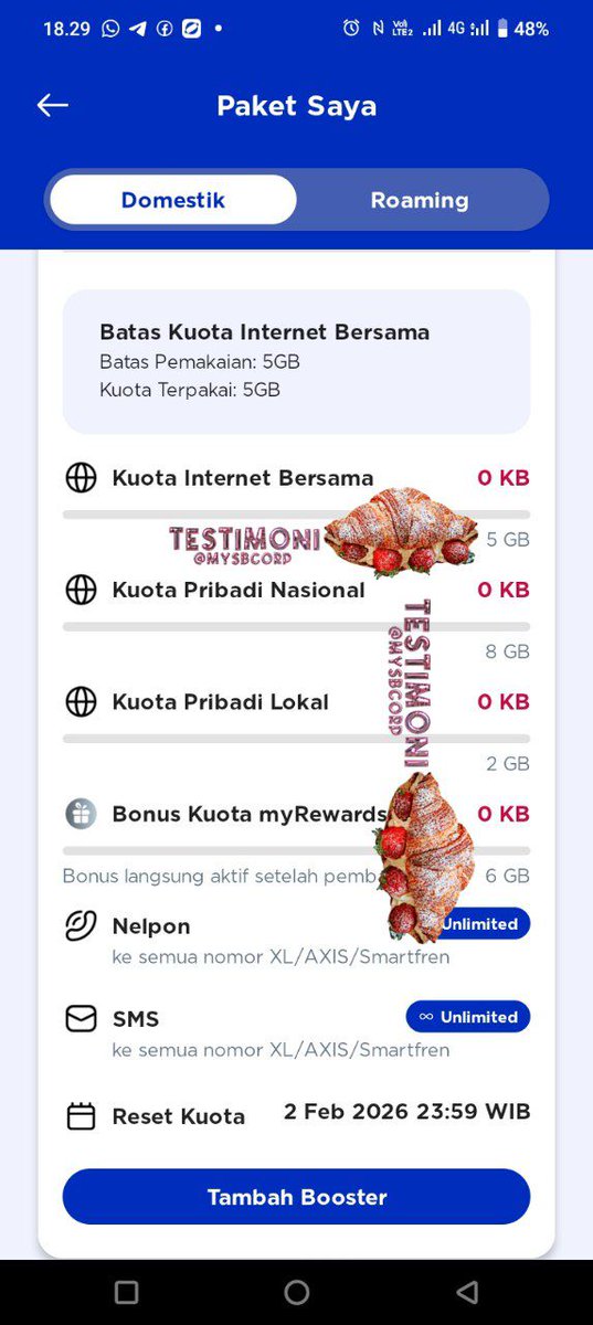 mysbcorp's tweet photo. WTS XL AKRAB L 75 GB HARGA 60K (aktif besok malam, 02 Feb 2026 jam 00.00)

📍1 SLOT AJA YA CINTAH
✨ kuota bersama 35gb
✨ kuota rewards 6gb
✨ kuota nasional &amp; lokal menyesuaikan area (aku area 2 dpt 10 gb total)

tags. kuota xl axis 
#zonaba #zonajajan #zonauang #zonabu https://t.co/EiaudhBEEZ