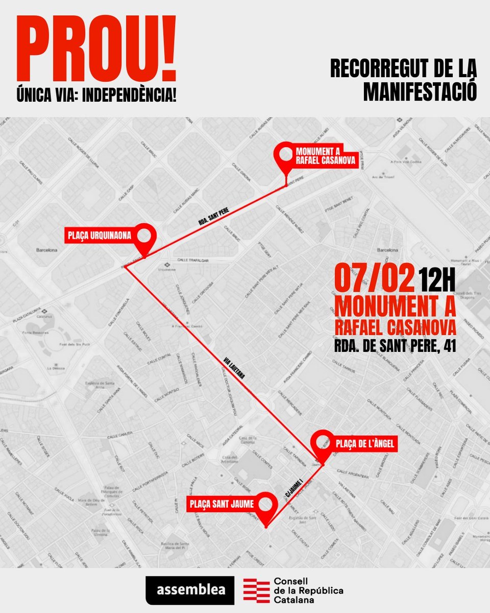 assembleasmxi's tweet image. Ja fa 20 anys que Espanya va decidir que no invertiria en @Rodalies. Abandoneu tota esperança: la solució no vindrà d'Espanya. 

La solució és la #independència. 

📅 Dissabte 7 de febrer
🕗 12 h
📍 Monument a Rafael Casanova (Ronda de St Pere, 41). 

smxi.cat/prou-unica-via…