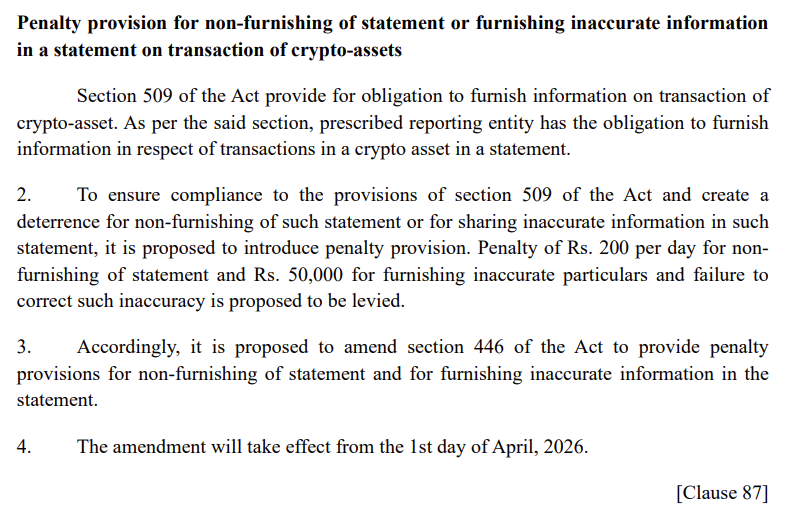 🚨 There’s a lot of confusion going around CRYPTO penalties 👇

Yes, penalties like ₹200/day and ₹50,000 for inaccurate reporting exist... 

But they apply to the reporting entity (exchanges, platforms), not the individual taxpayer.

This is about compliance reporting, not a