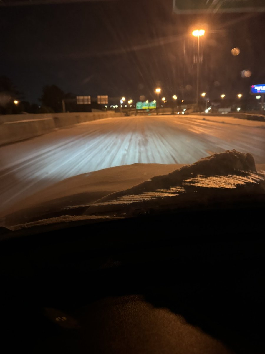 Criticalskip25's tweet image. Roads where I am are literally solid ice. They put us under a no travel curfew til noon today. GA is shut down and it’s 6*…. Only 12 more hours on shift 🤣🤣 #help #icyroads