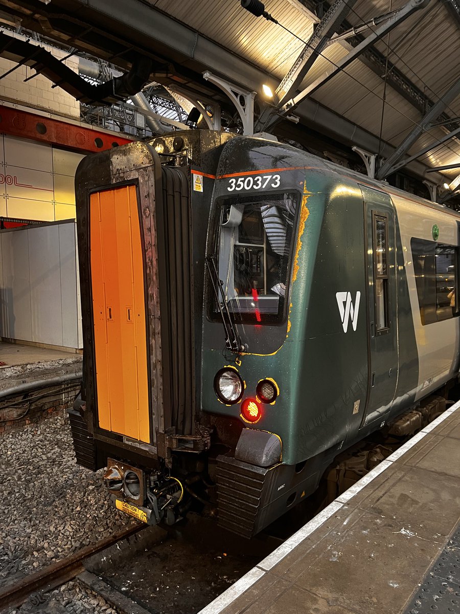 Yesterday I was in Liverpool so quickly snapped a pic of 350373 ready to join the rest of the WMT fleet in public ownership today. 

Good step forward, although while I see the idea of the LNR branding going away, I don’t suppose there’s a chance of the local WMR brand staying?