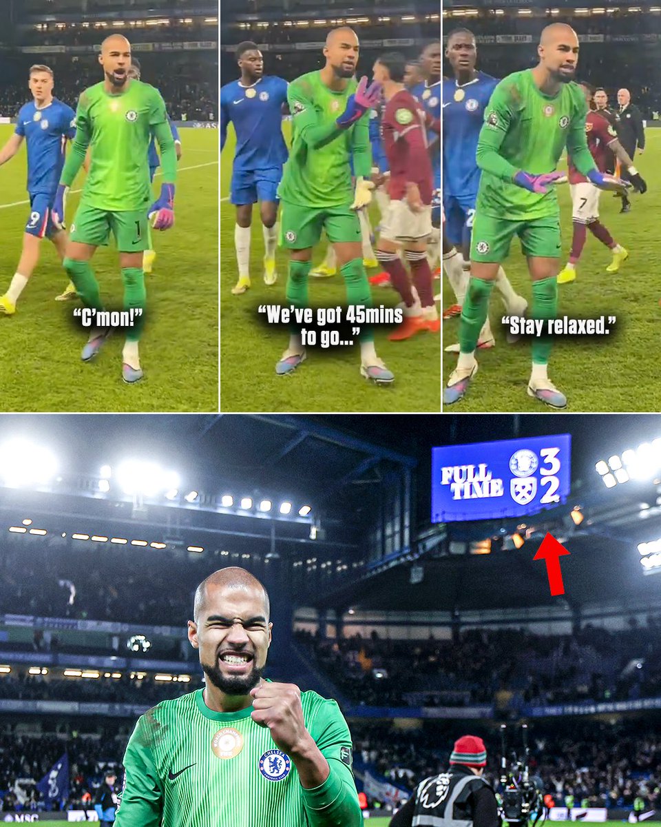 Robert Sánchez to Chelsea fans at half-time when they were 2-0 down vs. West Ham.

He knew what was coming 💪