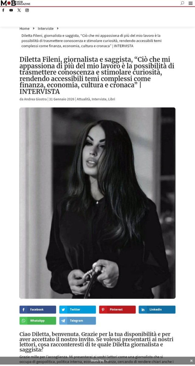 Ho avuto il piacere di essere intervistata da un collega per #MobMagazine in un dialogo davvero interessante. Abbiamo affrontato diversi aspetti. Se vi va di leggerla, la trovate al link di seguito!👇
<a href="/lu_cos/">Lucos 🤍💙</a>

mobmagazine.it/diletta-fileni…