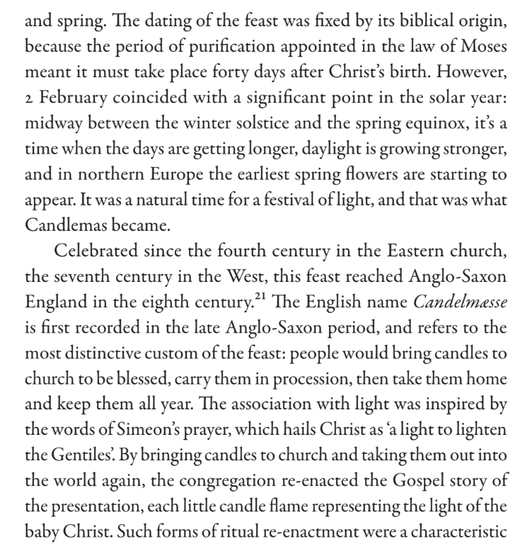 ClerkofOxford's tweet image. Today is the eve of Candlemas, the festival which traditionally marks the end of the Christmas season. At its heart is a meeting between birth and death, childhood and old age, hope and grief - the darkness of winter and the first, fragile light of spring.