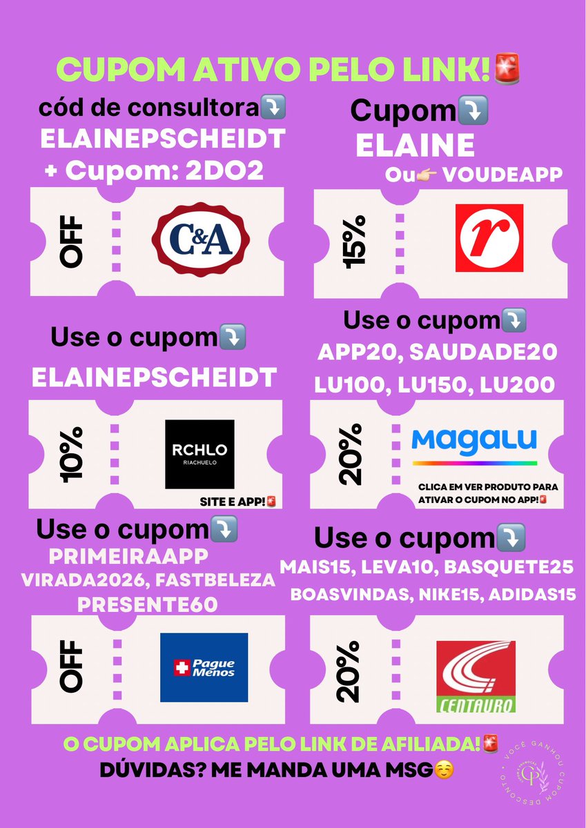 cupomdalaine's tweet photo. Cupom de FEVEREIRO🛍️

Renner: https://t.co/VpXLFBOMb4

Cea c&amp;a: https://t.co/GtXI3hu0ER

Riachuelo: https://t.co/9EVLKHI5P8

Magalu Magazine Luiza: https://t.co/x7RIV9Lq1d

Centauro: https://t.co/Bf4OdeLFtW

Pague menos: https://t.co/bnO1XNH2Aj https://t.co/alJtDvzGVz