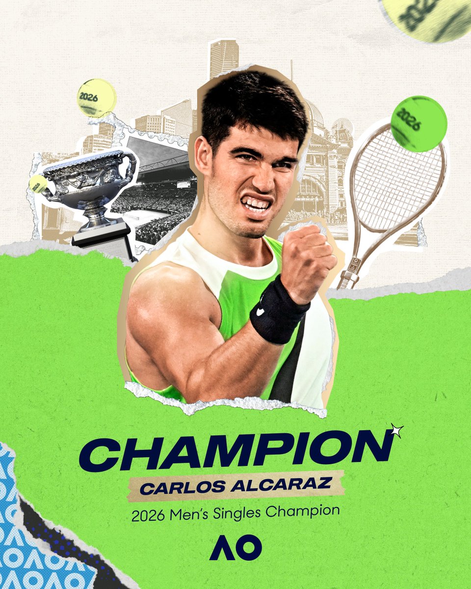 yuriolisfc's tweet image. US Open 2022, 2025
Wimbledon 2023, 2024
Roland Garros 2024, 2025
Australian Open 2026

CAREER GRAND SLAM CARLOS ALCARAZ
#AustralianOpen2026 #AustralianOpenNaESPN