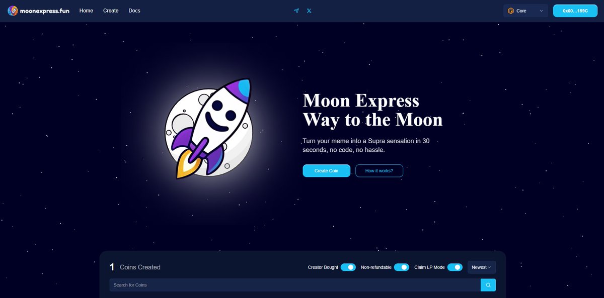 🔥Moonexpress.fun is now live on <a href="/Coredao_Org/">Core DAO 🔶</a> 🔥